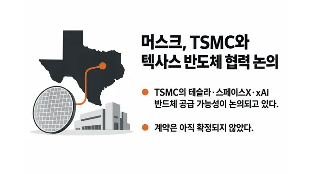 머스크, TSMC와 텍사스 반도체 협력 논의 — 기사 주제를 표현한 AI 생성 개념 삽화