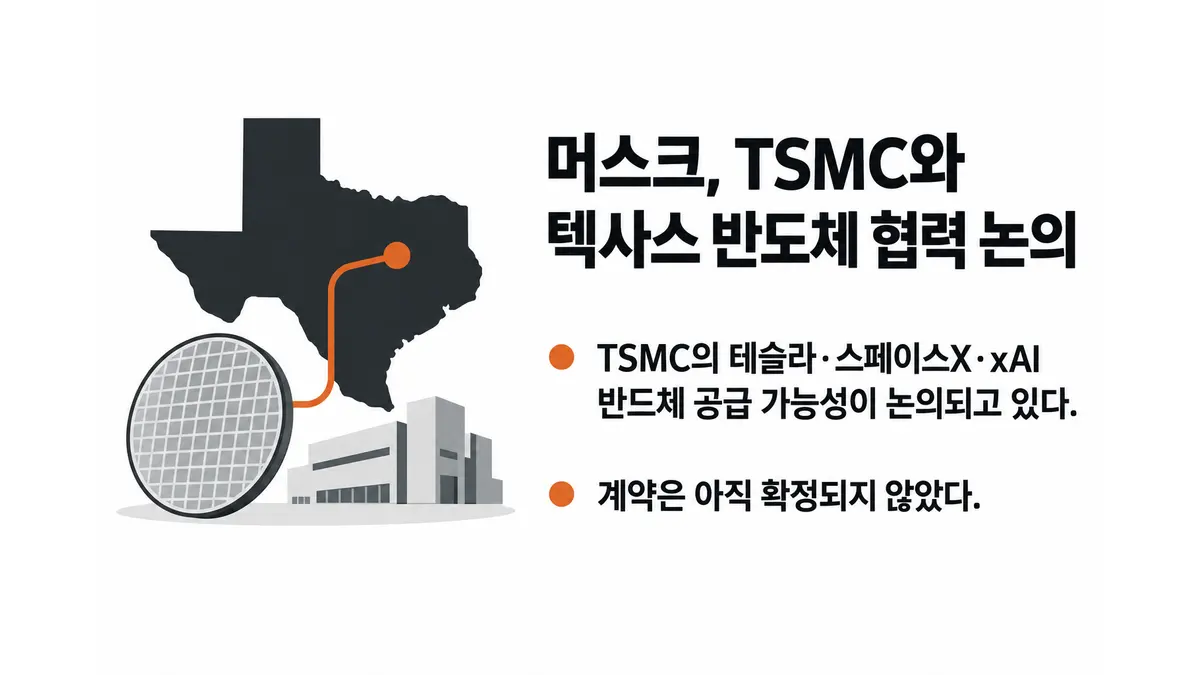 머스크, TSMC와 텍사스 반도체 협력 논의 — 기사 주제를 표현한 AI 생성 개념 삽화