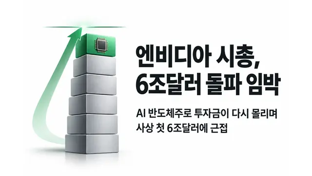 엔비디아 시총 6조달러 돌파 임박 — 기사 주제를 표현한 AI 생성 개념 삽화