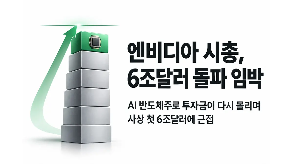 엔비디아 시총 6조달러 돌파 임박 — 기사 주제를 표현한 AI 생성 개념 삽화