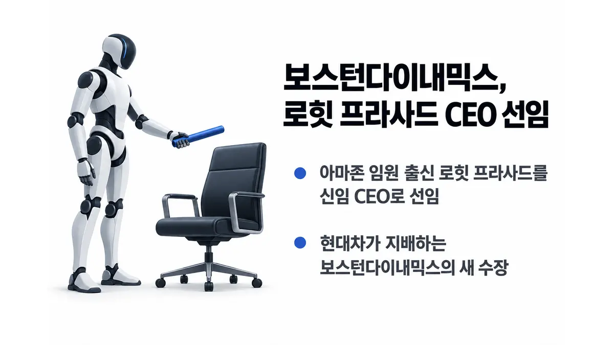 보스턴다이내믹스, 로힛 프라사드 CEO 선임 — 기사 주제를 표현한 AI 생성 개념 삽화