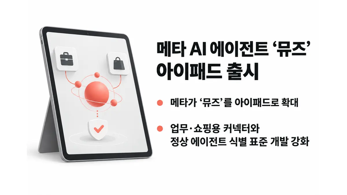 메타 AI 에이전트 ‘뮤즈’ 아이패드 출시 — 기사 주제를 표현한 AI 생성 개념 삽화